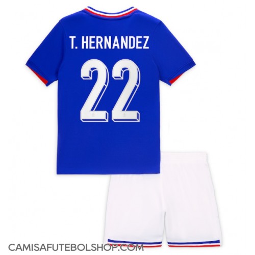 Camisa de time de futebol França Theo Hernandez #22 Replicas 1º Equipamento Infantil Europeu 2024 Manga Curta (+ Calças curtas)